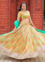 Viscose Tebbi Organza  Yellow Festival Wear Embroidery Work Lehenga Choli